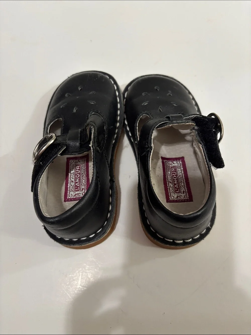 L'Amour Black Mary Jane Kids Dress Shoes with Buckle